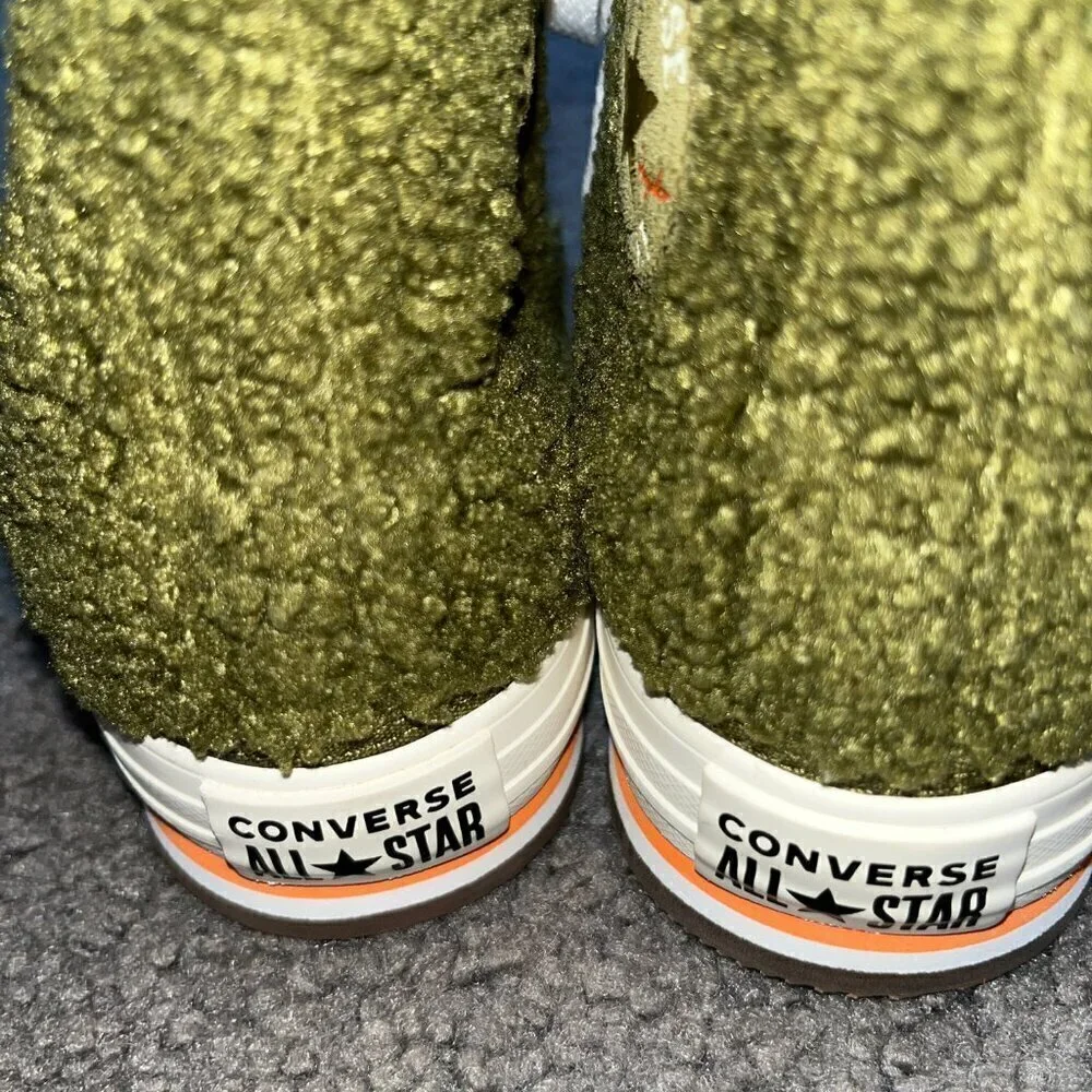 Converse Chuck Taylor Sherpa Eva Lift Platform Hi Moss Sneaker Women's 6 Youth 4